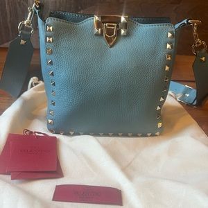 VALENTINO Rockstud Mini Hobo Bag in Atlantique